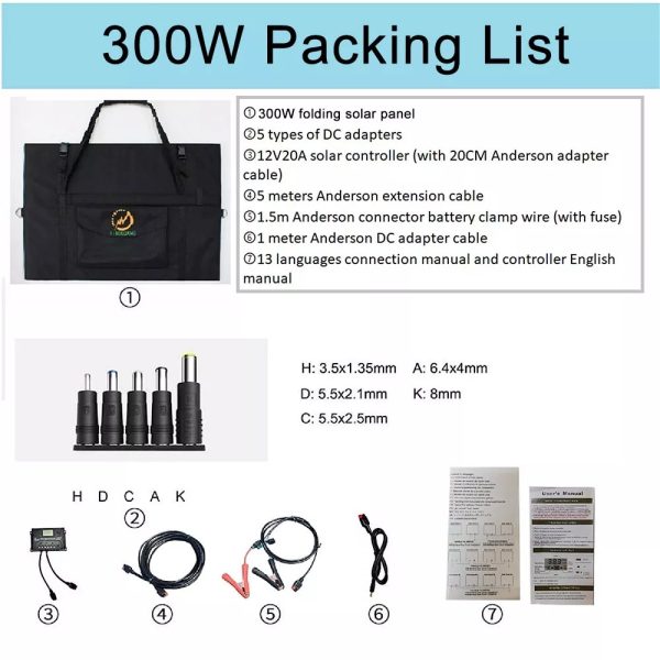 300W 240W 180W 120W Foldable Solar Panel Monocrystalline 12V Portable Solar Panel Kit For Powerbank/Camping/Boat/Car - Image 4