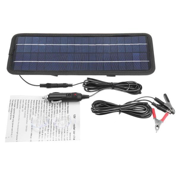 5W 18V DC Output Monocrystalline Solar Panel Charger With Car Cigarette Lighter Plug Battery Charging Alligator Clip Cable 5W - Image 4