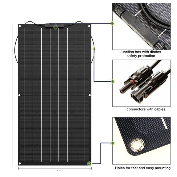 Jingyang Solar Panel 12V 100W Flexible Solar Panel ETFE Film Mono Cell 18v 100w 200w watt For 12V battery charger - Image 2